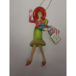 5 1/2" Brightly-colored  Woman  W/ Shopping  Pkgs Only One Shopping  Day...